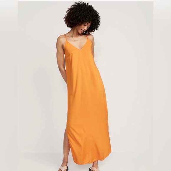 Old Navy Dresses & Skirts - Old Navy orange tie-back maxi slip dress | Large